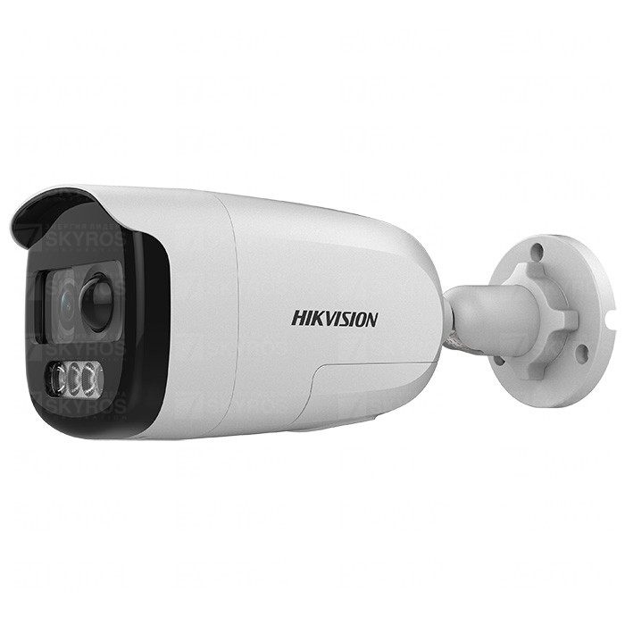 Hikvision DS-2CE12DFT-PIRXOF28(2.8mm). 2Мп уличная цилиндрическая HD-TVI камера с сиреной, строблампой и LED подсветкой до 40м